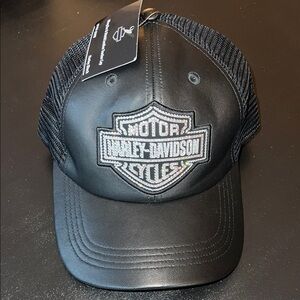Harley-Davidson Women’s Bling Bar & Shield Black Leather Mesh Cap